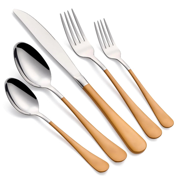 20-Piece Orange Handle Stainless Steel Silverware Set