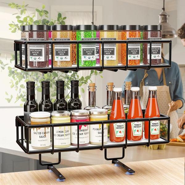 2-Pack Hanging Wall Storage Basket with Paper Towel Holder – Black