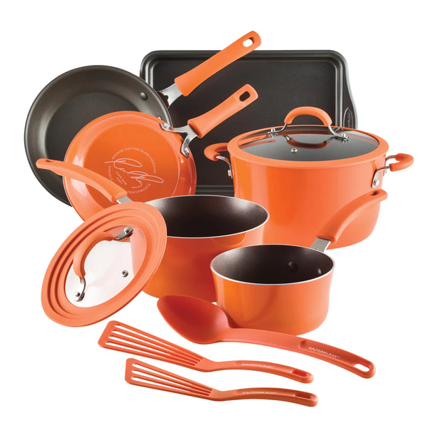 Cook + Create 11-Piece Nonstick Cookware Set – Orange