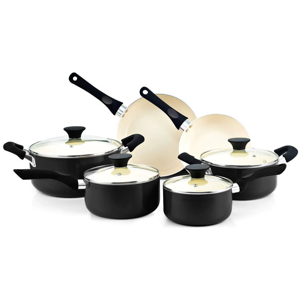 Cook N Home 10-Piece Ceramic Nonstick Cookware Set – Black