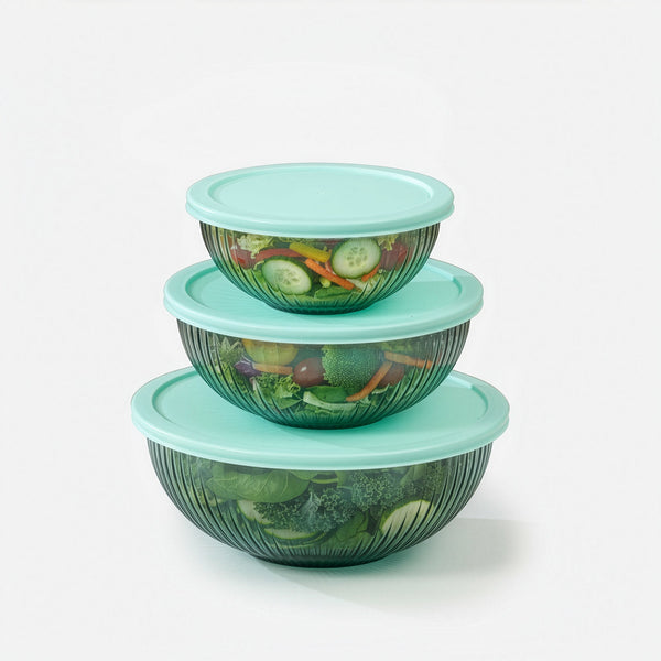 Diamond Blue Borosilicate Glass Mixing Bowl Set
