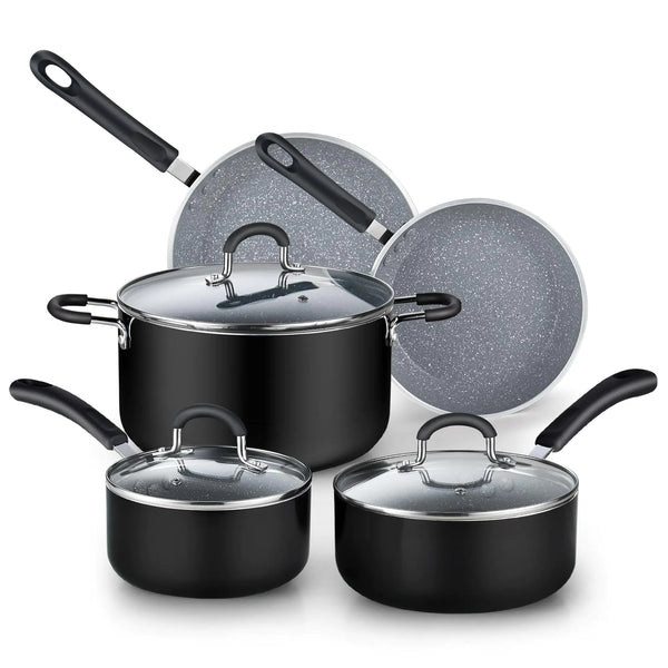 Cook N Home 8-Piece Marble Nonstick Cookware Set