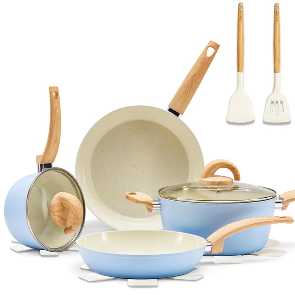 12-Piece Blue Ceramic Nonstick Cookware Set